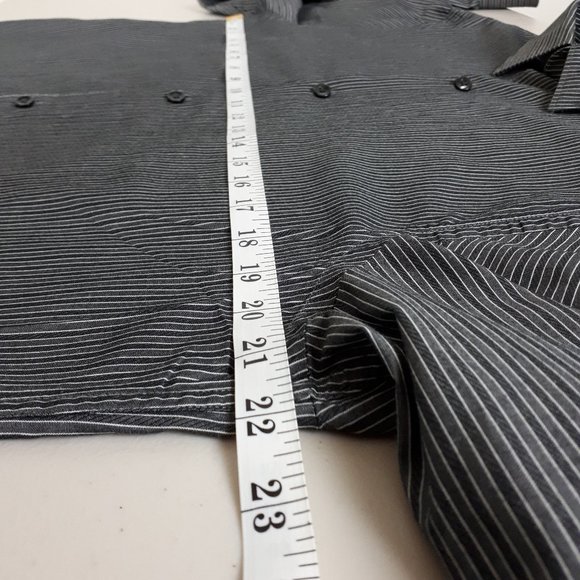 Perry Ellis Grey Striped Casual Dress Shirt - Picture 6 of 16